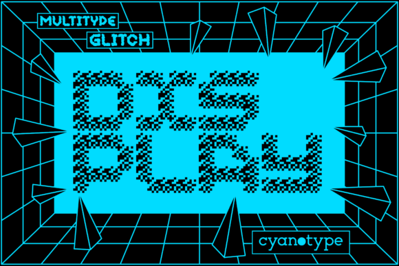 MultiType Glitch Display: A Bold, Pixelated Typeface