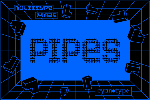 MultiType Maze Pipes: A Pixelated Display Font for Modern Design