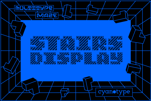 MultiType Maze Stairs Display: A Pixelated Font for Modern Design